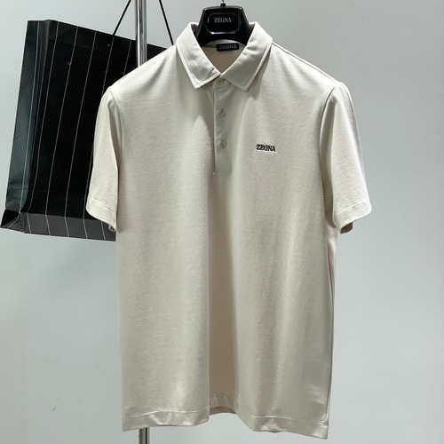 Zegna Cotton Collared Short Sleeve Polo Shirt with Minimal Design 제냐 코튼 카라 반팔 폴로 셔츠 미니멀 디자인