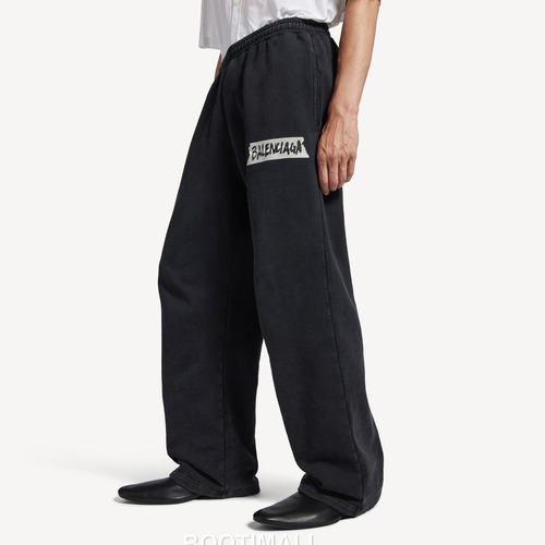 Balenciaga SS26 Cotton Blend Elastic Waist Pants with Logo Print 발렌시아가 SS26 코튼 혼방 밴딩 팬츠 로고 프린트