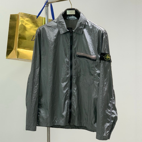 Stone Island SS26 Cotton Collared Zip Jacket with Embroidered Logo 스톤아일랜드 SS26 코튼 카라 집 재킷 자수 로고