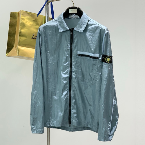 Stone Island SS26 Cotton Collared Zip Jacket with Embroidered Logo 스톤아일랜드 SS26 코튼 카라 집 재킷 자수 로고