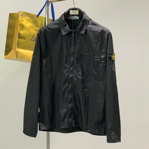Stone Island SS26 Cotton Collared Zip Jacket with Embroidered Logo 스톤아일랜드 SS26 코튼 카라 집 재킷 자수 로고