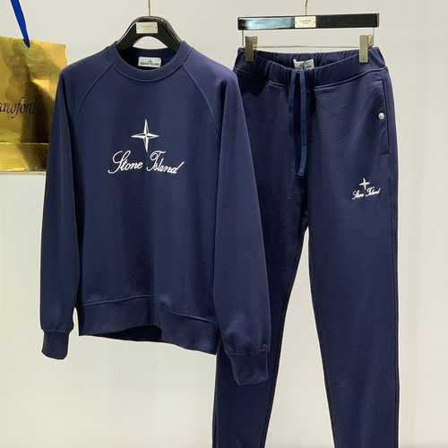 Stone Island SS26 Cotton Crewneck Sweatshirt and Cotton Jogger Pants Set with Logo 스톤아일랜드 SS26 코튼 크루넥 맨투맨 조거 팬츠 세트 로고