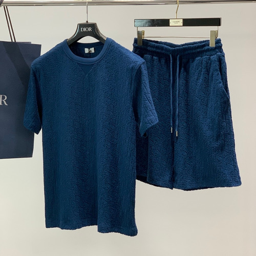 Dior SS26 Cotton Short Sleeve T-Shirt and Shorts Set with Flocked Logo 디올 SS26 코튼 반팔 티셔츠 쇼츠 세트 플로킹 로고