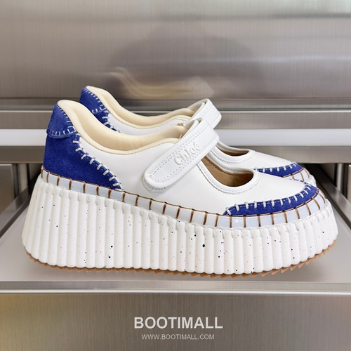 Chloé Nama Calfskin Suede Wedge Platform Sneakers with Velcro Strap Detail 끌로에 나마 카프스킨 스웨이드 웨지 플랫폼 스니커즈 7.5cm