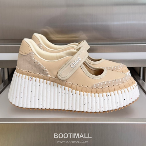 Chloé Nama Calfskin Suede Wedge Platform Sneakers with Velcro Strap Detail 끌로에 나마 카프스킨 스웨이드 웨지 플랫폼 스니커즈 7.5cm