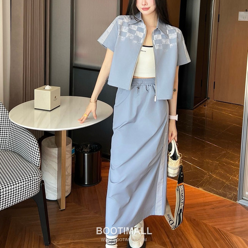 Dior 2026 S/S Cotton Polyester Set Check Print Top Skirt Logo Detail 디올 코튼 폴리에스터 세트 체크 프린트 탑 스커트 로고 디테일