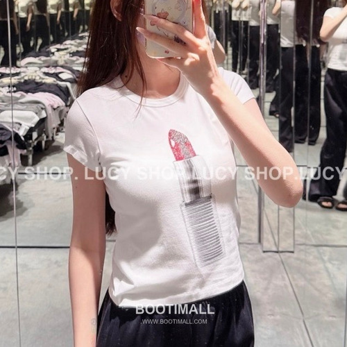 Alexander Wang 2026 S/S Cotton T-Shirt 3D Lipstick Print Logo Detail 알렉산더왕 코튼 티셔츠 3D 립스틱 프린트 로고 디테일