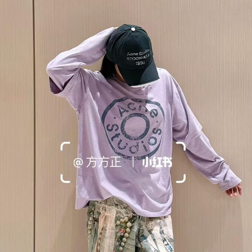 Acne Studios 2026 S/S Cotton Long Sleeve T-Shirt Layered Detail Logo Print 아크네스튜디오 코튼 롱슬리브 티셔츠 레이어드 디테일 로고 프린트