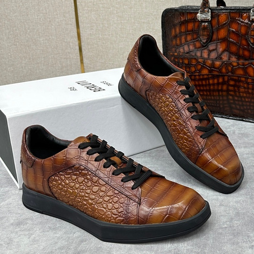 Berluti Stellar Croc Embossed Calfskin Leather Low Sneakers with Geometric TPU Sole Detail 벨루티 스텔라 크로크 엠보싱 카프스킨 레더 로우 스니커즈 3.5cm