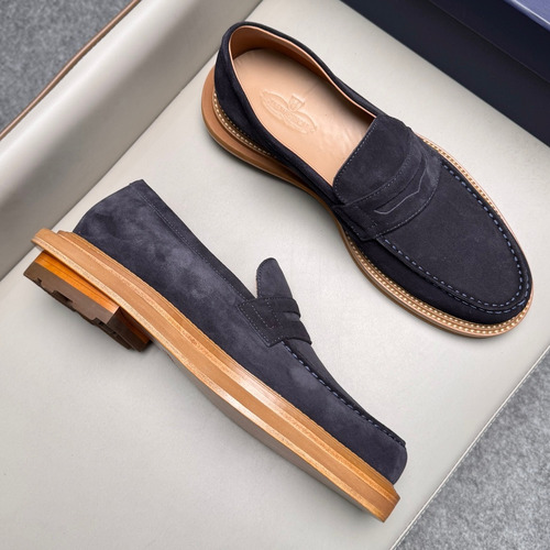 J.M.Weston Penny Calfskin Suede Leather Loafer Shoes with Hand Stitch Detail 제이엠웨스턴 페니 카프스킨 스웨이드 레더 로퍼 슈즈 2.5cm