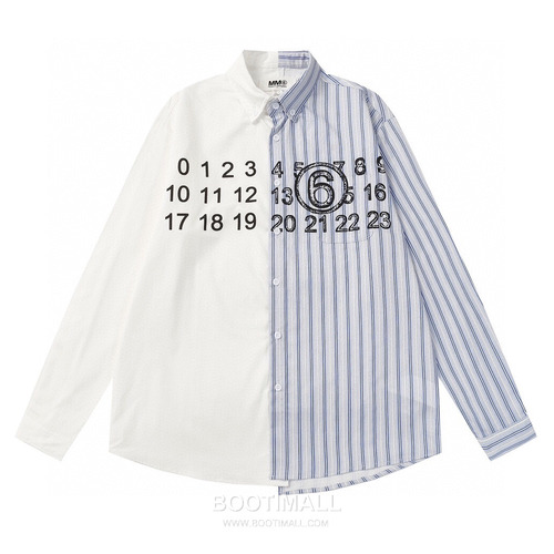 Maison Margiela SS26 Cotton Shirt Color Block Patchwork Calendar Logo Print 메종마르지엘라 SS26 코튼 셔츠 컬러블록 패치워크 캘린더 로고 프린트