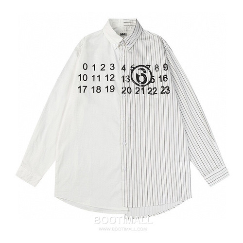 Maison Margiela SS26 Cotton Shirt Color Block Patchwork Calendar Logo Print 메종마르지엘라 SS26 코튼 셔츠 컬러블록 패치워크 캘린더 로고 프린트