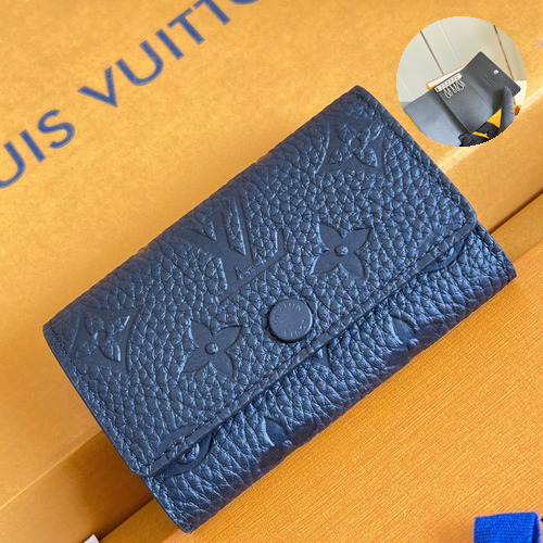 Louis Vuitton Key Pouch Taurillon Leather Key Holder Wallet with Snap Button Detail 루이비통 키 파우치 토리옹 레더 키홀더 스냅버튼 M82604 12cm