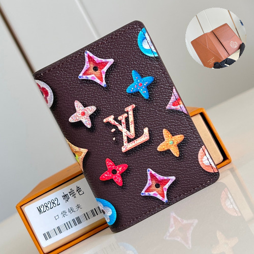 Louis Vuitton Pocket Organizer Brushed Monogram Leather Wallet with Card Slots Detail 루이비통 포켓 오거나이저 브러시드 모노그램 레더 카드지갑 M28282 7.5cm