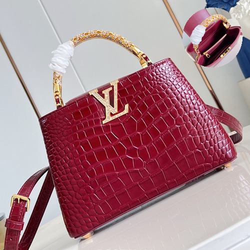 Louis Vuitton Capucines BB Taurillon Leather Top Handle Bag with Rhinestone LV Detail 루이비통 카퓌신 BB 토리옹 레더 탑핸들 토트백 라인스톤LV M12944 27cm