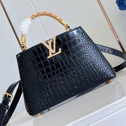 Louis Vuitton Capucines BB Taurillon Leather Top Handle Bag with Rhinestone LV Detail 루이비통 카퓌신 BB 토리옹 레더 탑핸들 토트백 라인스톤LV M12944 27cm