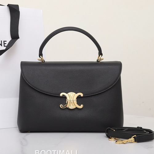 Celine Nino Triomphe Cowhide Leather Top Handle Shoulder Bag with Lock Detail 셀린느 니노 트리옹프 카우하이드 탑핸들 숄더백 락디테일 117523 26cm