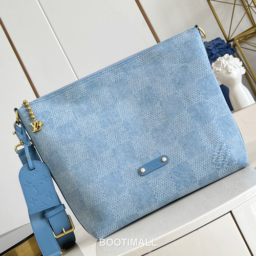 Louis Vuitton Vagabond Hobo Damier Denim Canvas Shoulder Bag with Leather Trim Detail 루이비통 바가본드 호보 다미에 데님 캔버스 숄더백 레더트림 N00202 38cm