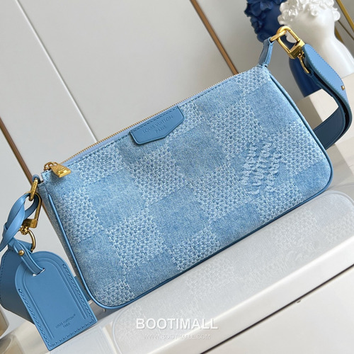 Louis Vuitton Pochette Accessoires XL Damier Denim Canvas Clutch Bag with Zip Pocket Detail 루이비통 포쉐트 악세수아르 XL 다미에 데님 캔버스 클러치백 지퍼포켓 N00204 28cm