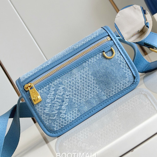 Louis Vuitton Bosphore Mini Damier Denim Canvas Crossbody Bag with Leather Trim Detail 루이비통 보스포르 미니 다미에 데님 캔버스 크로스백 레더트림 N00210 19cm