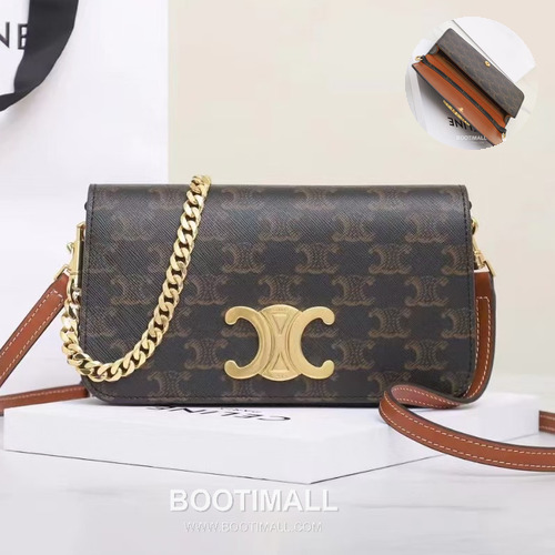 Celine Triomphe Canvas Cowhide Leather Crossbody Shoulder Bag with Dual Strap Detail 셀린느 트리옹프 캔버스 카우하이드 크로스바디 숄더백 듀얼스트랩 10L972 20.5cm