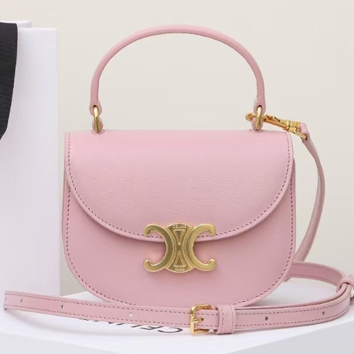 Celine Besace Triomphe Cowhide Leather Saddle Crossbody Bag with Triomphe Lock Detail 셀린느 베사체 트리옹프 카우하이드 새들 크로스백 트리옹프락 10L063 15.5cm