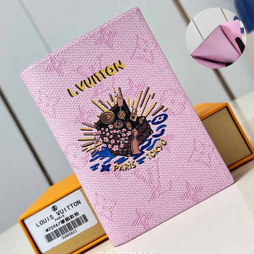 Louis Vuitton Monogram Canvas Passport Cover Wallet with Printed Detail 루이비통 모노그램 캔버스 여권지갑 프린트 M25967 10cm
