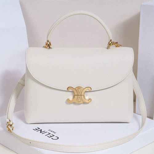 Celine Nino Cowhide Leather Top Handle Crossbody Bag with Triomphe Lock Detail 셀린느 니노 카우하이드 탑핸들 크로스백 트리옹프락 117523 26cm