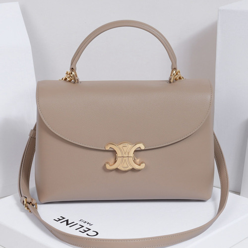 Celine Nino Cowhide Leather Top Handle Crossbody Bag with Triomphe Lock Detail 셀린느 니노 카우하이드 탑핸들 크로스백 트리옹프락 117523 26cm