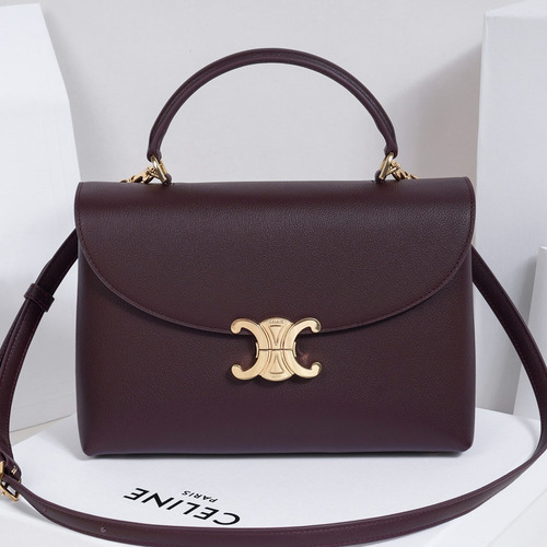 Celine Nino Cowhide Leather Top Handle Crossbody Bag with Triomphe Lock Detail 셀린느 니노 카우하이드 탑핸들 크로스백 트리옹프락 117523 26cm