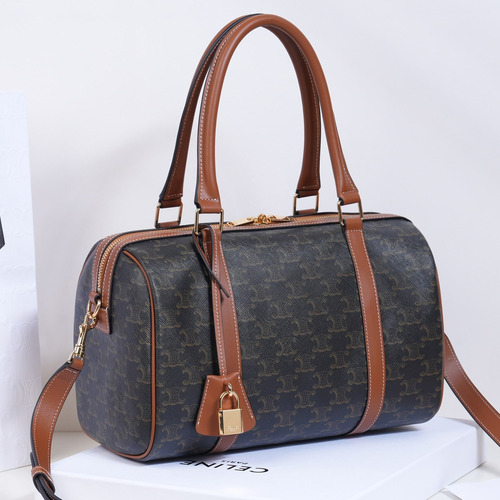 Celine Monogram Canvas Cowhide Leather Boston Bag with Top Handle Detail 셀린느 모노그램 캔버스 카우하이드 보스턴백 탑핸들 190372 31cm