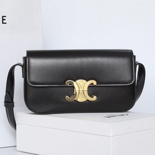 Celine Cowhide Leather Shoulder Crossbody Bag with Minimal Flap Detail 셀린느 카우하이드 숄더 크로스백 미니멀플랩 194143 20cm