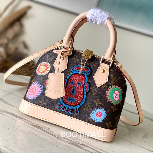 Louis Vuitton Alma BB Monogram Canvas Embroidery Top Handle Crossbody Bag with Artist Print Detail 루이비통 알마 BB 모노그램 캔버스 자수 탑핸들 크로스백 아트프린트 M46428 23.5cm