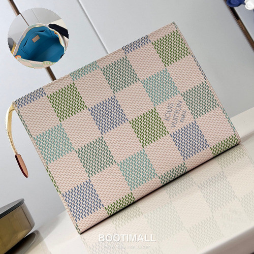 Louis Vuitton Toiletry Pouch Damier Canvas Clutch Bag with Inner Pocket Detail 루이비통 토일레트리 파우치 다미에 캔버스 클러치백 이너포켓 N40740 25cm