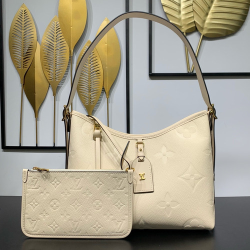 Louis Vuitton CarryAll PM Monogram Empreinte Leather Tote Shoulder Bag with Pouch Detail 루이비통 캐리올 PM 모노그램 앙프렝뜨 토트 숄더백 파우치 M46293 29cm