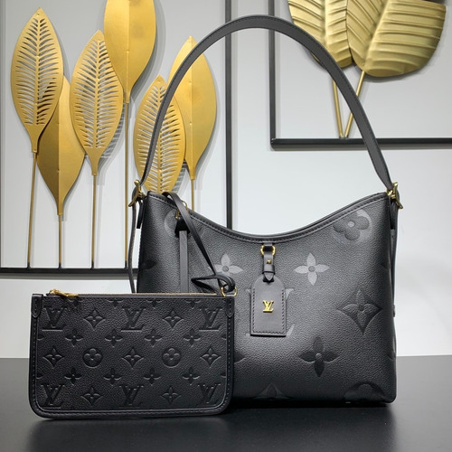 Louis Vuitton CarryAll PM Monogram Empreinte Leather Tote Shoulder Bag with Pouch Detail 루이비통 캐리올 PM 모노그램 앙프렝뜨 토트 숄더백 파우치 M46293 29cm