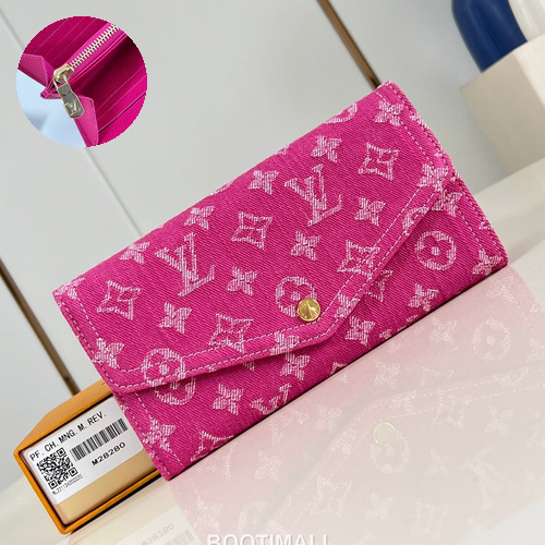 Louis Vuitton Sarah Wallet Denim Monogram Canvas Long Wallet with Envelope Flap Detail 루이비통 사라 월렛 데님 모노그램 장지갑 엔벨롭플랩 M28280 19cm