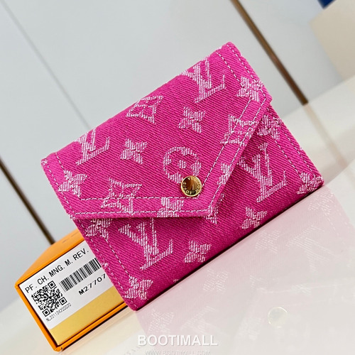 Louis Vuitton Victorine Wallet Denim Monogram Canvas Compact Wallet with Snap Detail 루이비통 빅토린 월렛 데님 모노그램 반지갑 스냅 M27707 12cm