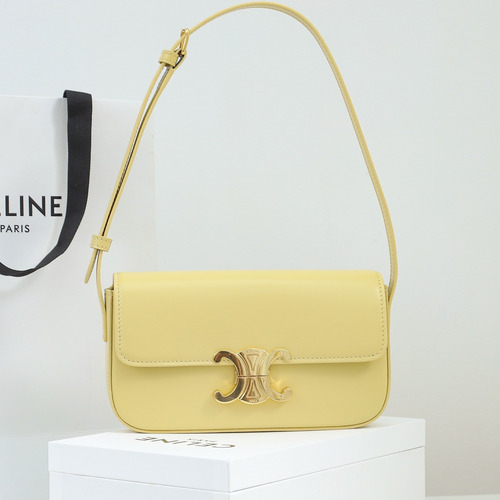 Celine Triomphe Cowhide Leather Shoulder Bag with Metal Logo Detail 셀린느 트리옹프 카우하이드 숄더백 메탈로고 194143 20cm