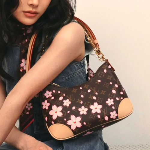 Louis Vuitton Boulogne Monogram Canvas Cherry Blossom Shoulder Bag with Stud Strap Detail 루이비통 불로뉴 모노그램 체리블라썸 숄더백 스터드스트랩 M13265 29cm