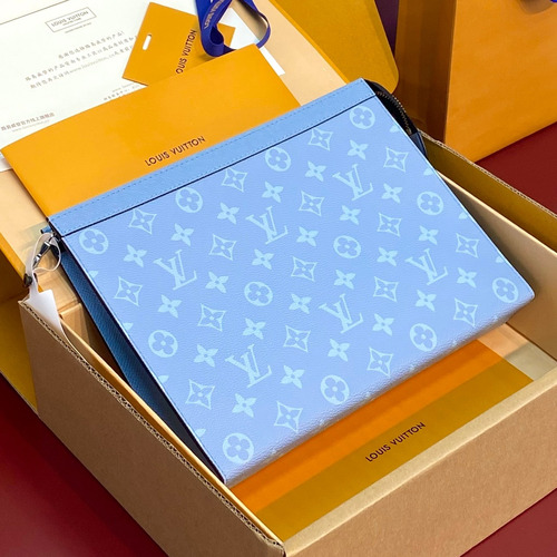 Louis Vuitton Pochette Voyage MM Monogram Eclipse Canvas Clutch Bag 루이비통 포쉐트 보야주 MM 모노그램 이클립스 클러치백 M14011 26cm