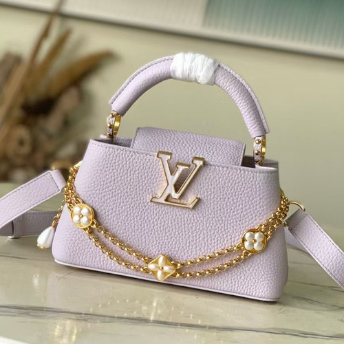 Louis Vuitton Capucines Mini Taurillon Leather Top Handle Shoulder Bag with Shell Chain Detail 루이비통 카퓌신 미니 토릴론 가죽 탑핸들 숄더백 쉘체인 M25476 22cm