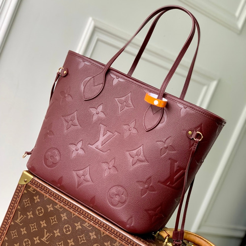 Louis Vuitton Neverfull MM Monogram Empreinte Leather Tote Bag with Detachable Pouch Detail 루이비통 네버풀 MM 앙프렝뜨 가죽 토트백 탈부착파우치 M25855 31cm