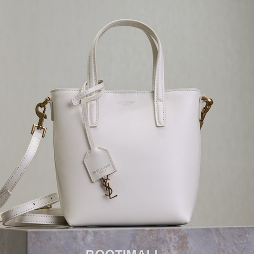 Saint Laurent Mini Toy Smooth Calfskin Tote Bag with YSL Charm Detail 생로랑 미니 토이 스무스 카프스킨 토트백 YSL참 712367 18cm