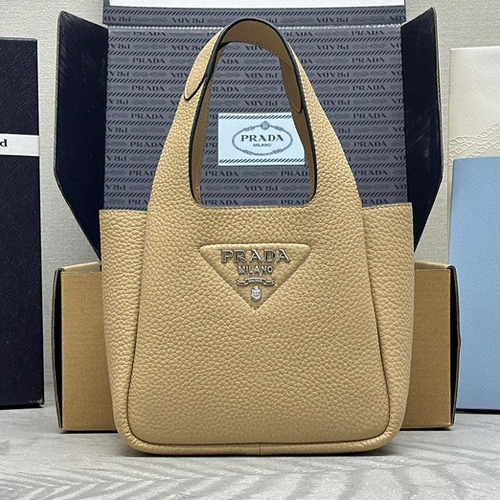 Prada Mini Deer Grain Calfskin Bucket Bag with Gold Hardware Detail 프라다 미니 디어그레인 카프스킨 버킷백 금속디테일 1BA349 18cm