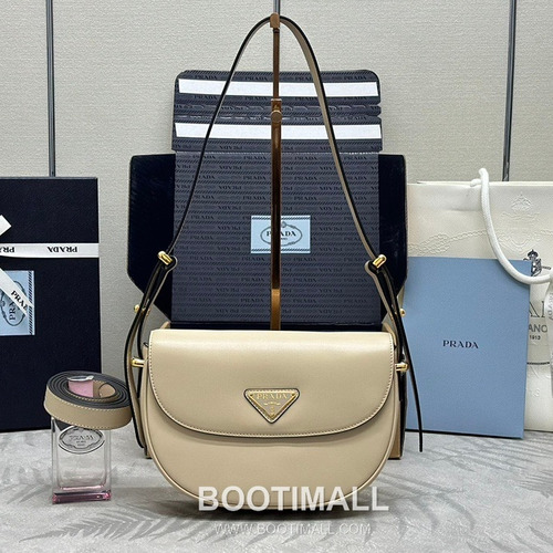 Prada Moon Calfskin Hobo Shoulder Bag with Dual Strap Detail 프라다 문 카프스킨 호보 숄더백 듀얼스트랩 1BD365 22cm