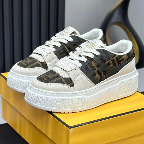 Fendi Match Suede Calfskin Platform Low Sneakers with FF Raised Logo Detail 펜디 매치 스웨이드 카프스킨 플랫폼 로우 스니커즈 FF 돌출 로고 디테일 5cm