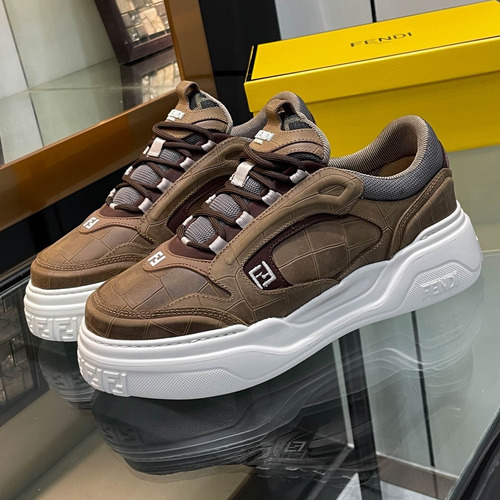 Fendi Force Full Grain Leather Platform Low Sneakers with FF Jacquard Logo Detail 펜디 포스 풀그레인 레더 플랫폼 로우 스니커즈 FF 자카드 로고 디테일 5cm