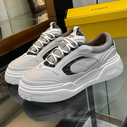 Fendi Force Full Grain Leather Platform Low Sneakers with FF Jacquard Logo Detail 펜디 포스 풀그레인 레더 플랫폼 로우 스니커즈 FF 자카드 로고 디테일 5cm