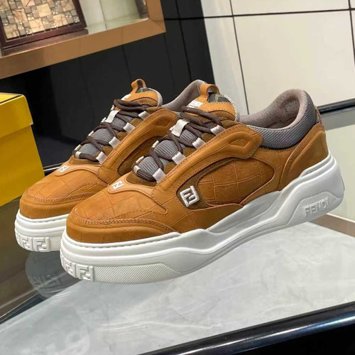 Fendi Force Full Grain Leather Platform Low Sneakers with FF Jacquard Logo Detail 펜디 포스 풀그레인 레더 플랫폼 로우 스니커즈 FF 자카드 로고 디테일 5cm